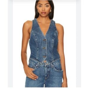 AGOLDE Denim Vest Sleeveless Button Up Jean Vest Top Layering Piece